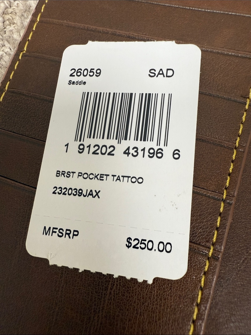 Coach Brown Leather Tattoo-Print Long Long Pocket Wallet with Yellow Stitching - Picture 8 of 12